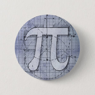 Pi Number Drawing 2 Inch Round Button