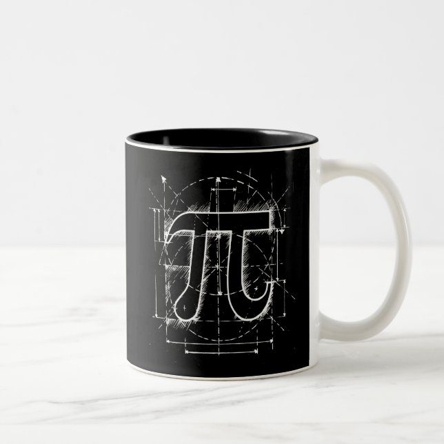 Pi Number Drawing Two-Tone Coffee Mug (Right)