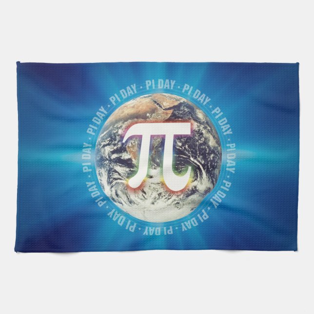 Pi Number on Earth | Blue Kitchen Towels (Horizontal)