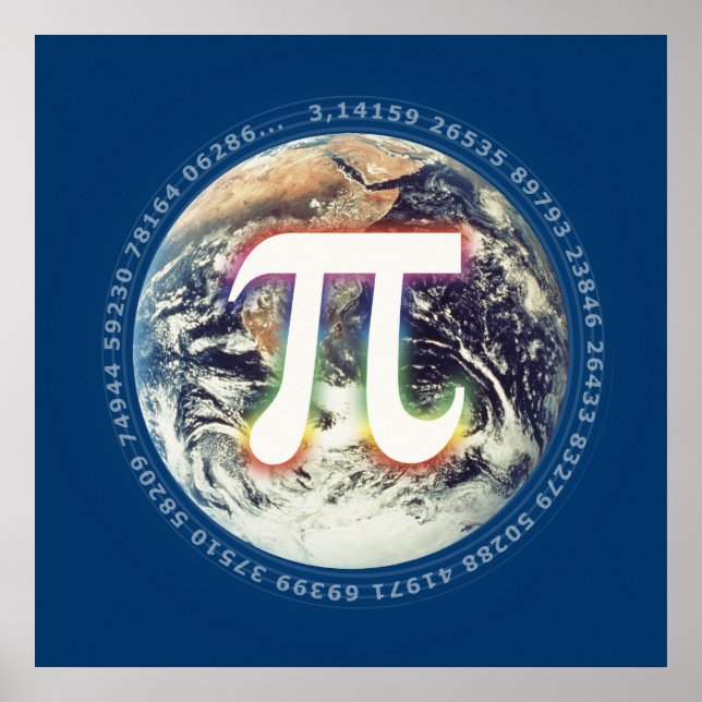 Pi Number on Earth | Math Poster (Front)