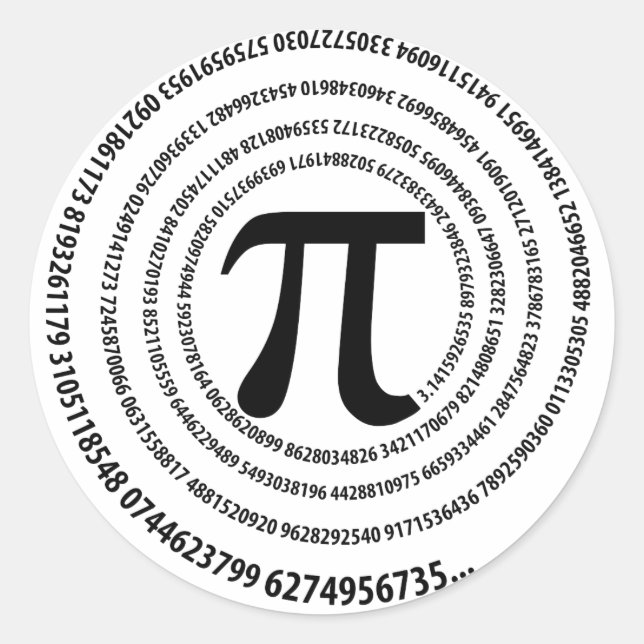 Pi Number Spiral Design Classic Round Sticker (Front)
