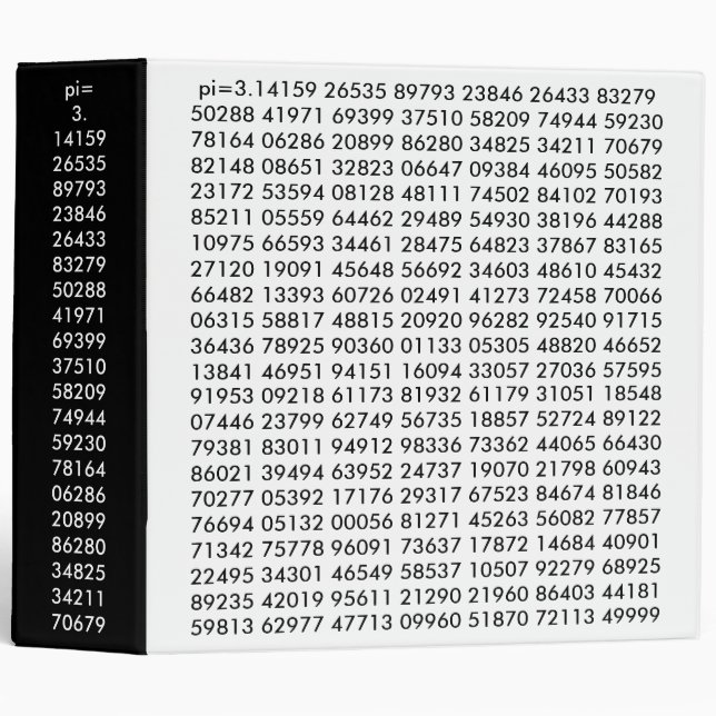 pi numbers, Math Love, 3 Ring Binder (Front/Spine)