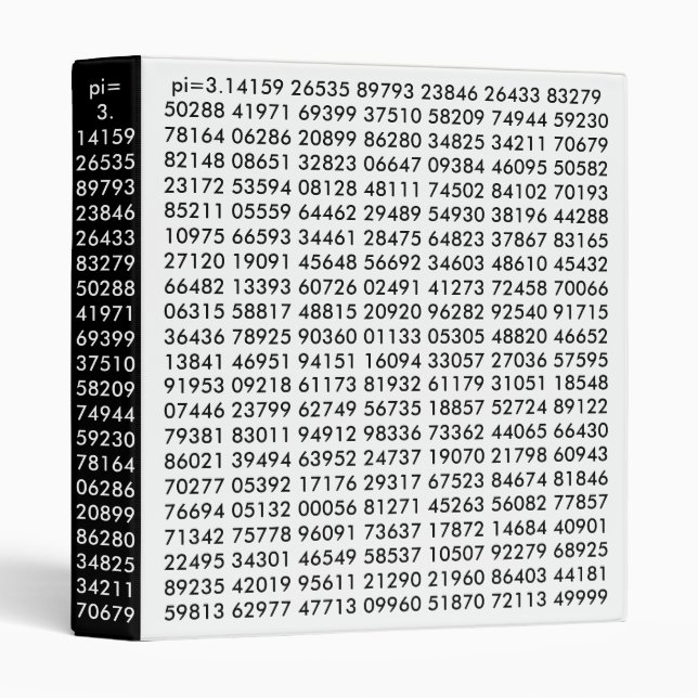 pi numbers, Math Love, 3 Ring Binder (Front/Spine)