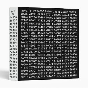 pi numbers, Math Love, 3 Ring Binder, Black White Binder