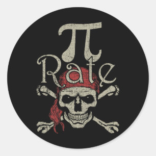 Pi Rate March 14 Pirate 3.14 Distressed Pi-rate  Classic Round Sticker