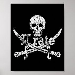 Pi Rate March 14 Pirate 3.14 Funny Math Distressed Poster