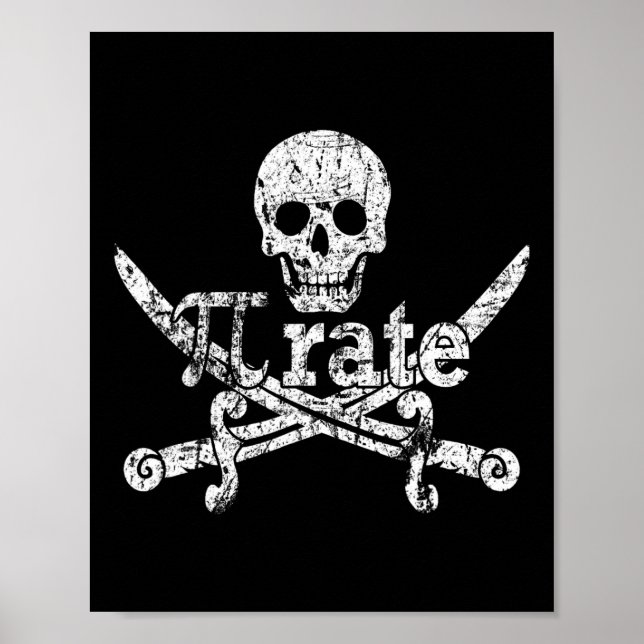 Pi Rate March 14 Pirate 3.14 Funny Math Distressed Poster (Front)
