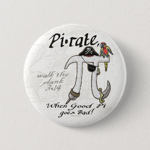 Pi rate Pirate Pi Day Shirts and Gifts 2 Inch Round Button