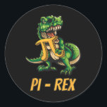 Pi-rex Tyrannosaurus Dinosaur Dino Pi-tag Mathemat Classic Round Sticker<br><div class="desc">Pi-rex Tyrannosaurus Dinosaur Dino Pi-tag Mathematician</div>