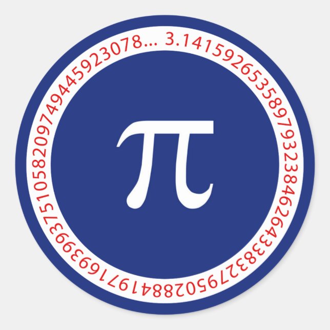 Pi Ring on Navy Blue Classic Round Sticker (Front)
