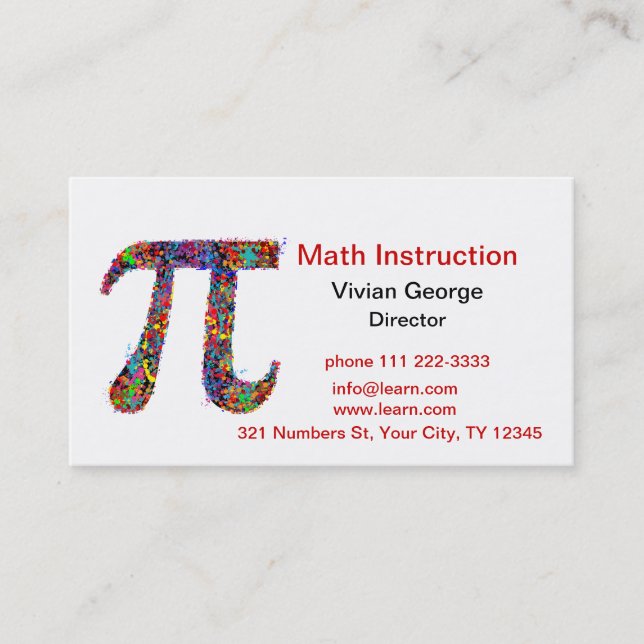 Pi Symbol Action Painting Splatter Business Card (Front)