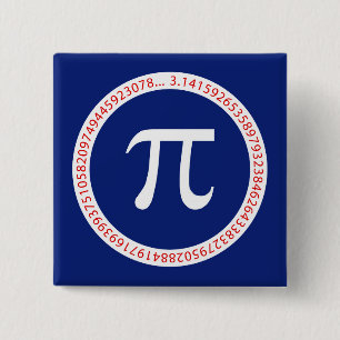 Pi Symbol in Circle on Navy Blue 2 Inch Square Button