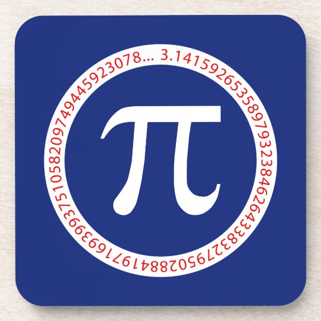 Pi Symbol in Circle on Navy Blue Coaster (Front)