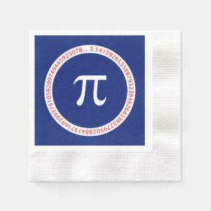 Pi Symbol in Circle on Navy Blue Napkin