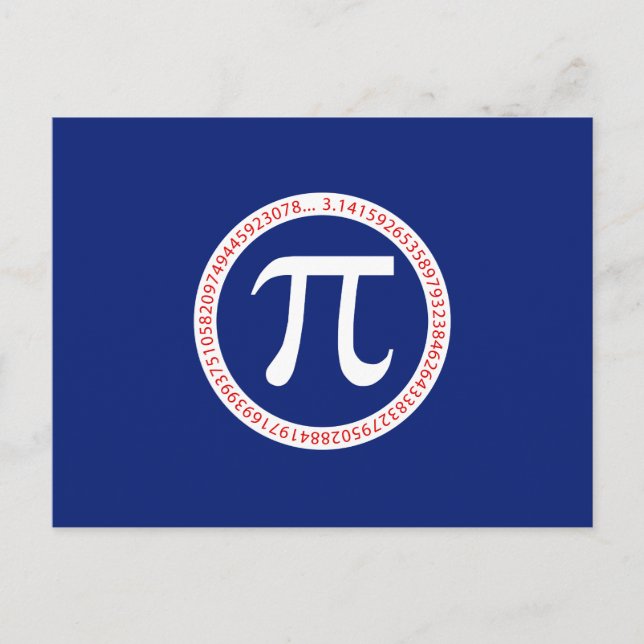 Pi Symbol in Circle on Navy Blue Postcard (Front)
