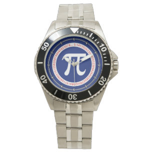 Pi Symbol in Circle on Navy Blue Watch