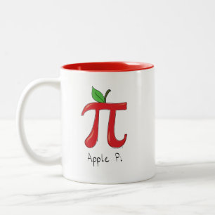 Pi Symbol Math Teacher Apple Cute Funny Two-Tone Coffee Mug