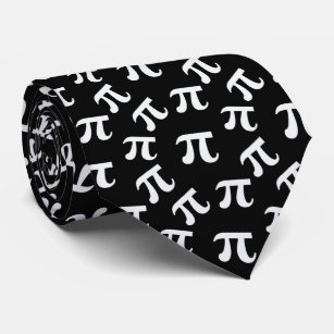 Pi Symbol Pattern Black White Modern Tie