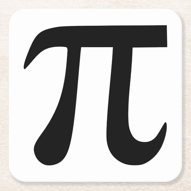 Pi Symbol Square Paper Coaster (Front)