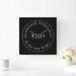 Pi, The Irrational Mathematical Constant Fun Square Wall Clock<br><div class="desc">This black and white art piece, designed digitally, is released in commemoration of Pi Day, which is observed each year on March 14. The date 3.14 corresponds to the rounded value of π (pi), a well-recognized mathematical constant. The design features the value of the Pi constant to the first 100...</div>