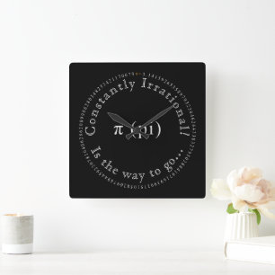 Pi, The Irrational Mathematical Constant Fun Square Wall Clock