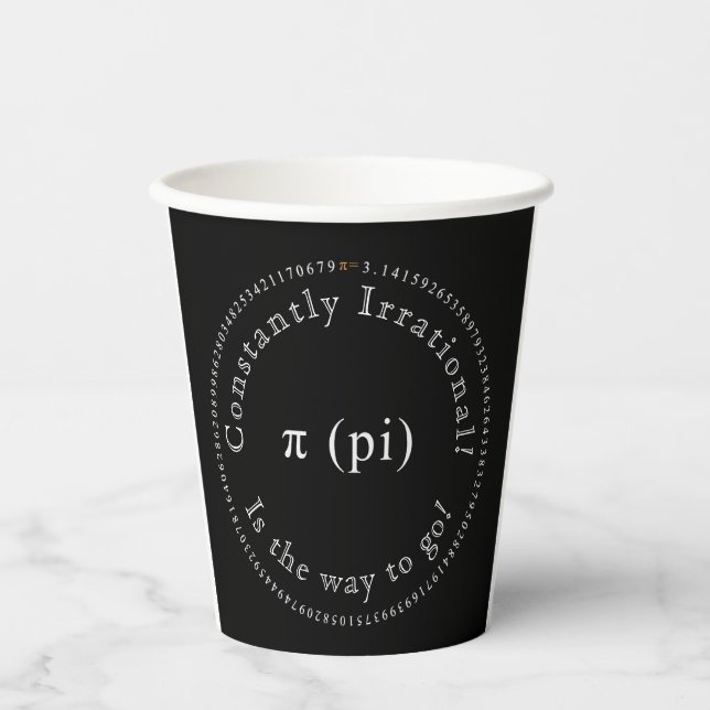 Pi, The Irrational Mathematical Constant Funny Paper Cups (Front)