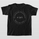 Pi, The Irrational Mathematical Constant Kids' T-Shirt<br><div class="desc">This black and white art piece, designed digitally, is released in commemoration of Pi Day, which is observed each year on March 14. The date 3.14 corresponds to the rounded value of π (pi), a well-recognized mathematical constant. The design features the value of the Pi constant to the first 100...</div>