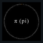 Pi, The Irrational Mathematical Constant Poster<br><div class="desc">This black and white art piece, designed digitally, is released in commemoration of Pi Day, which is observed each year on March 14. The date 3.14 corresponds to the rounded value of π (pi), a well-recognized mathematical constant. The design features the value of the Pi constant to the first 100...</div>