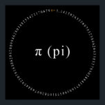 Pi, The Irrational Mathematical Constant Poster<br><div class="desc">This black and white art piece, designed digitally, is released in commemoration of Pi Day, which is observed each year on March 14. The date 3.14 corresponds to the rounded value of π (pi), a well-recognized mathematical constant. The design features the value of the Pi constant to the first 100...</div>