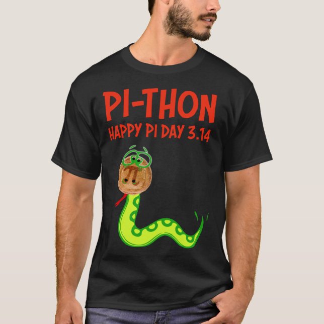 PI THON Pi Day Python Pie Math Snake Wild Animal N T-Shirt (Front)