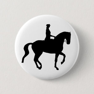 Piaffe Dressage Horse and Rider (black) 2 Inch Round Button