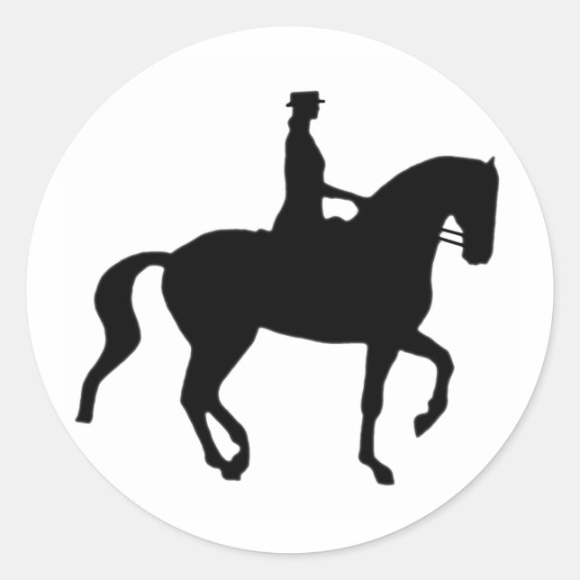 Piaffe Dressage Horse and Rider Classic Round Sticker (Front)