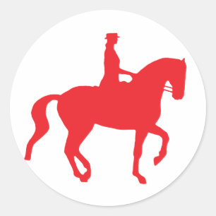 Piaffe Dressage Horse and Rider (red) Classic Round Sticker