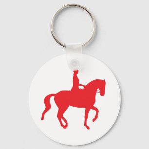 Piaffe Dressage Horse and Rider (red) Keychain