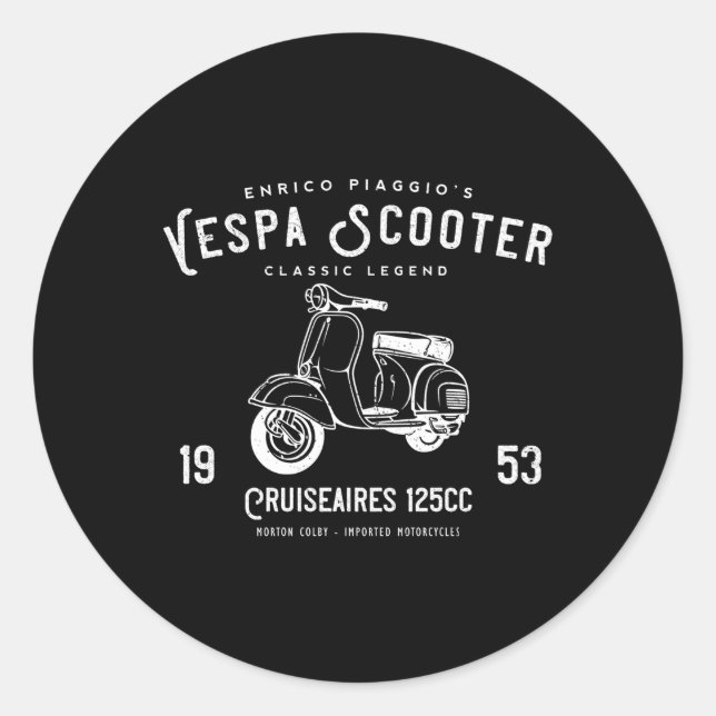 Piaggio Scooter 1953 125Cc Original Classic Round Sticker (Front)