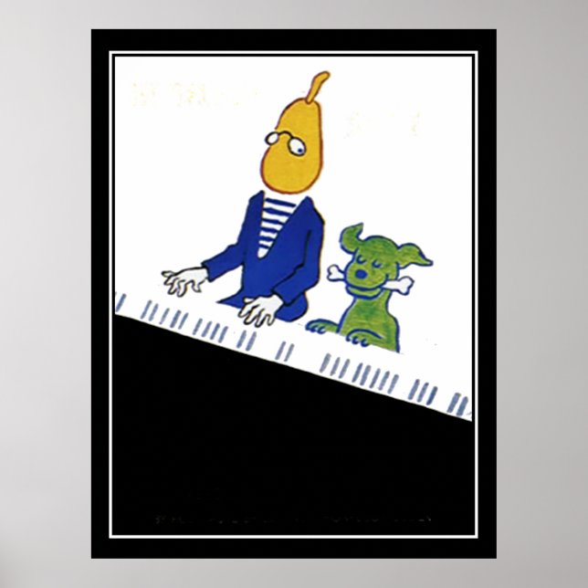 Pianist and Dog Art Deco Vintage Poster (Front)