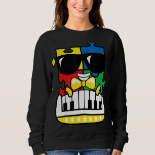 Pianist Autism Awareness Cute Piano Puzzle Piece B Sweatshirt