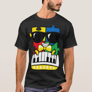 Pianist Autism Awareness Cute Piano Puzzle Piece B T-Shirt