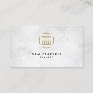 Pianist Gold Piano Keys Icon Business Card