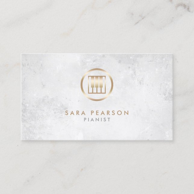 Pianist Gold Piano Keys Icon Carte de visite (Devant)