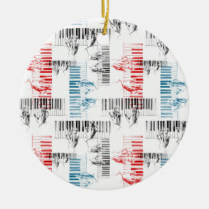 Pianist hands pattern ceramic ornament