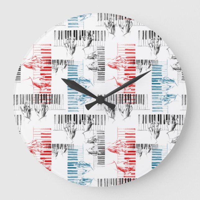 Pianist hands pattern large clock (Front)
