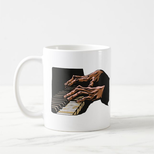 Pianist Hands Playing Piano –  Coffee Mug (Left)