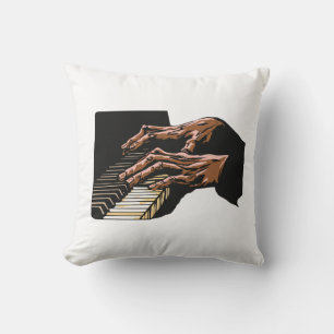 Pianist Hands Playing Piano – Throw Pillow