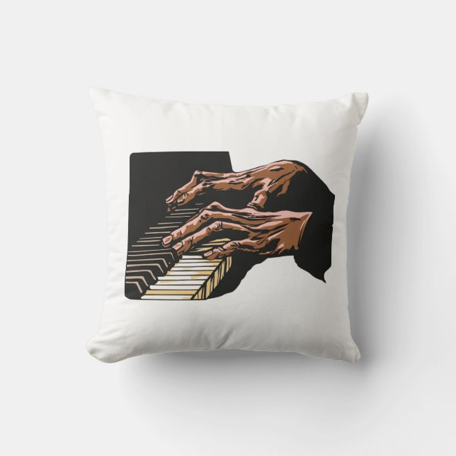 Pianist Hands Playing Piano –  Throw Pillow (Front)