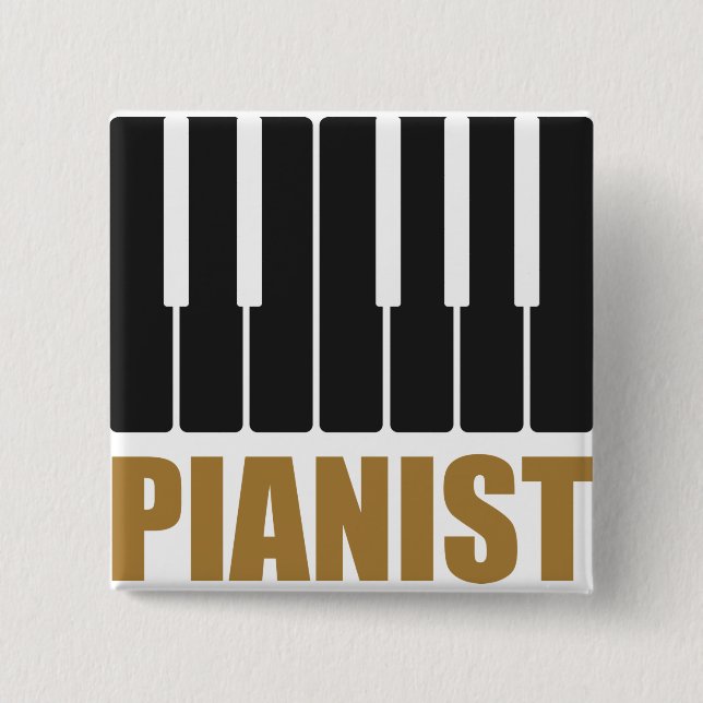 Pianist Modern Typography 2 Inch Square Button (Front)