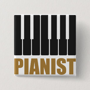 Pianist Modern Typography 2 Inch Square Button