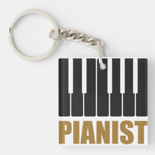 Pianist Modern Typography Keychain