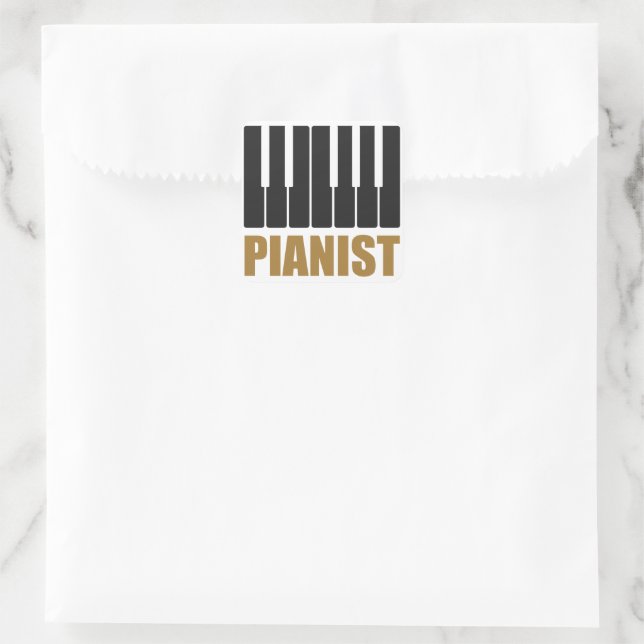 Pianist Modern Typography Square Sticker (Bag)
