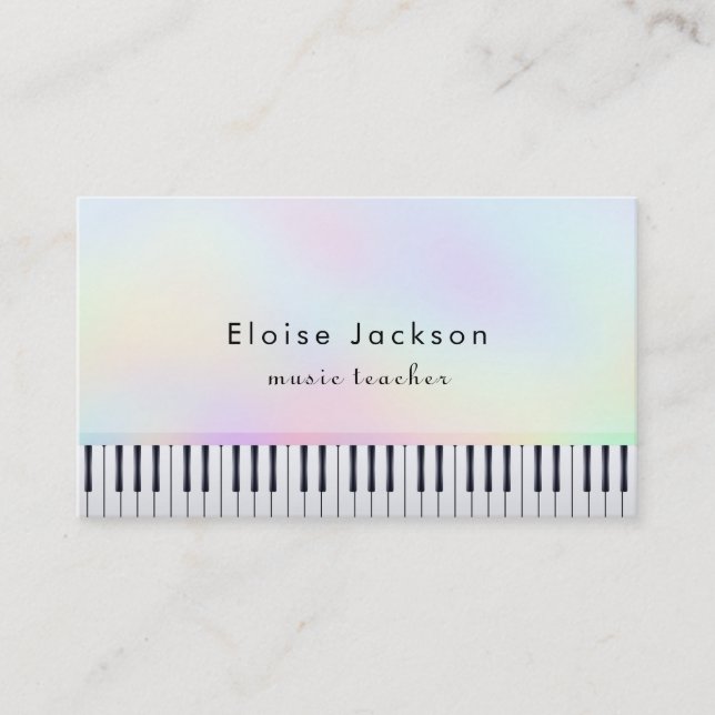 pianist pastel colours music teacher business card (Front)